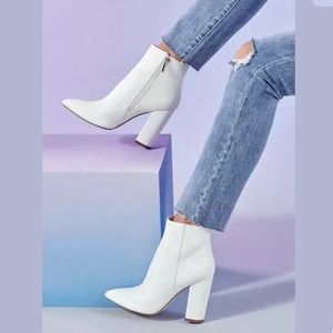 Justfab White Ankle Rosamund Booties Boots